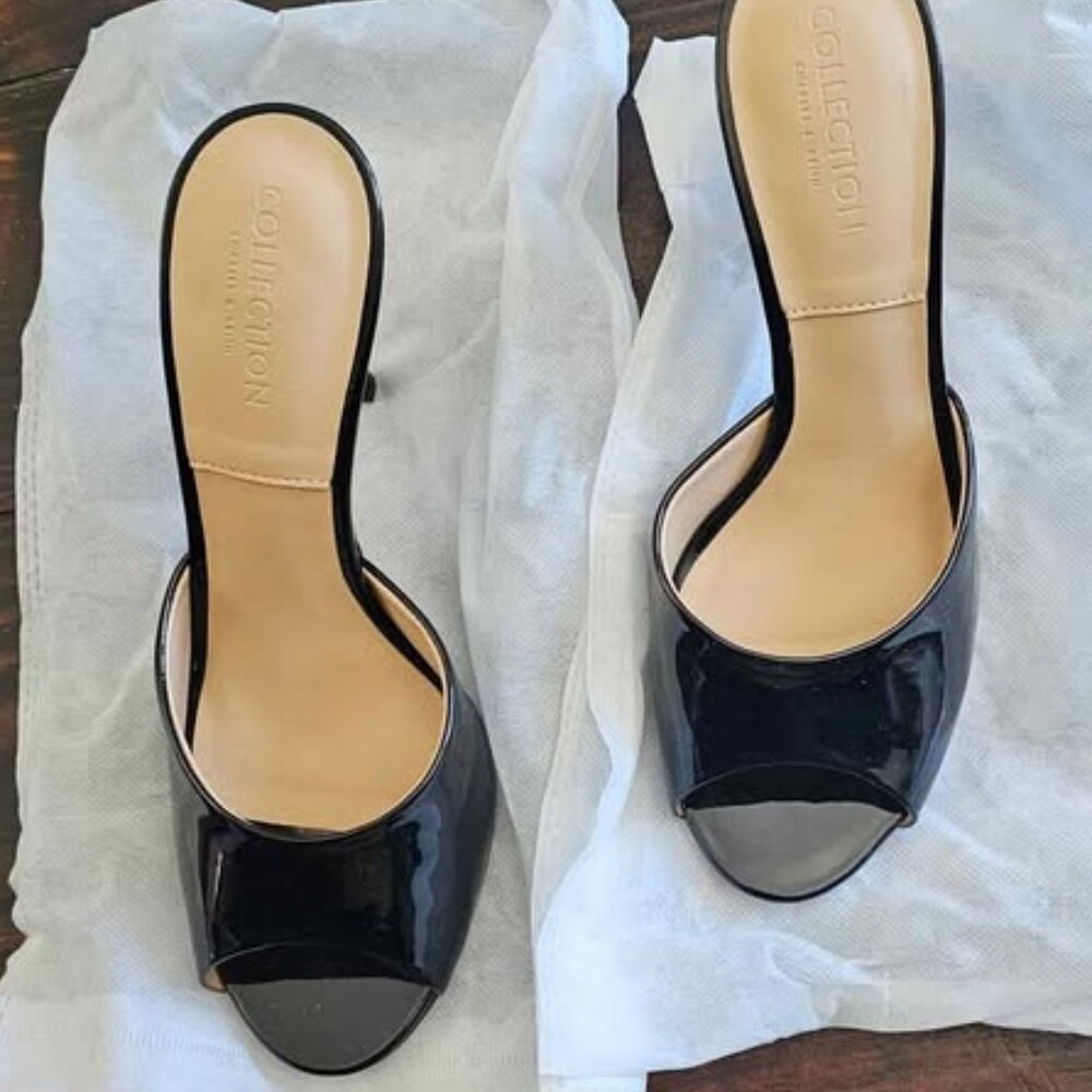 Charles & Keith Leather round toe mules